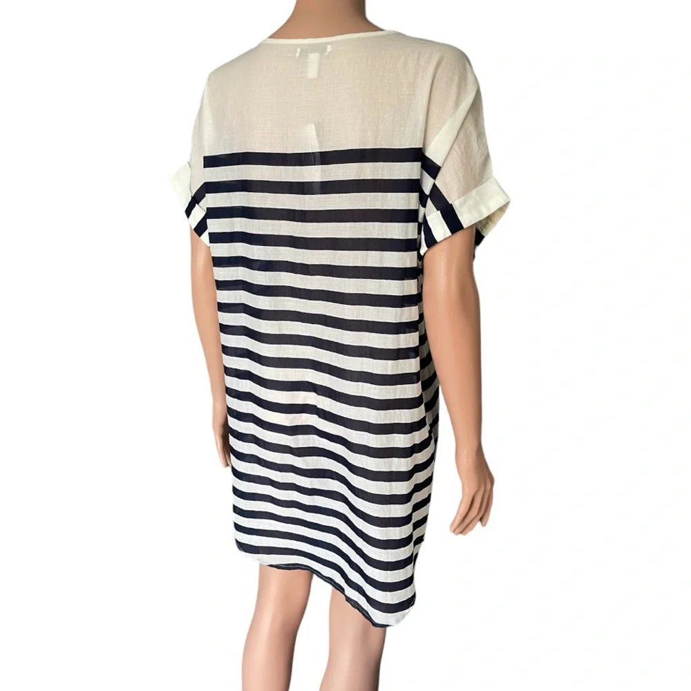 J.Crew Striped Semi Sheer Cotton Tunic Coverup
